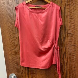 The limited salmon pink sateen cap sleeve side tie‎ tunic top